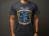 US Air Force Emblem T-Shirt, Military Aircraft Veteran Tee, Patriotic Aim High Fly Fight Win USAF Graphic Shirt, American Pride Gift thumbnail 8