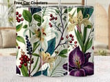 Botanical Tumbler Wrap PNG, Seamless Floral Sublimation Design, 20oz Skinny Tapered Digital Download thumbnail 1