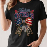 Thank You Veterans Coquette Bow American Flag T-Shirt thumbnail 5