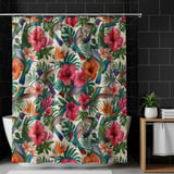Hummingbird Oasis Botanical Shower Curtain thumbnail 10