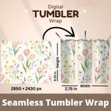 Digital Floral Pattern, Watercolor Flowers, Tulips, Daisies, Lavender, Forget Me Nots, Spring Flower Design, Digital Bundle Pattern thumbnail 9
