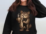 Grumpy Werewolf Coffee Cat Tee or Sweatshirt thumbnail 14