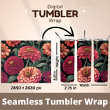 Zinnia Tumbler Design, Floral Digital Paper, Colorful Flower Background, Watercolor Flowers, Junk Journal Printable, Scrapbooking Paper thumbnail 7