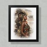 Black Woman Ancestry Wall Art Poster, She Comes From Greatness Framed Poster, African Matriarch Heritage Decor, Empowering Melanin Art thumbnail 2