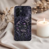 Dark Botanical Tough Phone Case, Gothic Moth & Lavender Floral Phone Cover, Moody Witchy Cottagecore Aesthetic, Gift for Nature Lover thumbnail 3