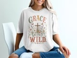 Grace Grows Wild T-Shirt, Christian Faith Tee with Wildflowers & Cross, Boho Inspirational Distressed Religious Shirt, Nature Lover Gift for thumbnail 9