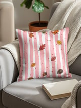 Autumn Leaves Table Runner, Fall Decor Pillow Cases, Pink Distressed Stripe & Pinecone Acorn Whimsical Cozy Home Decor Gift thumbnail 6