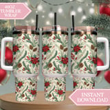 Christmas Poinsettia Tumbler Design, Digital Download, Watercolor Floral Junk Journal Pages, Holiday Scrapbooking Paper, Digital Tumbler PNG thumbnail 8