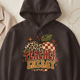 Teacher Energy Sweatshirt Retro Apple Hoodie Vintage Boho Teacher Gift Cozy Fall Back To School Crewneck Leopard Checkered Teacher Tote Bag thumbnail 15