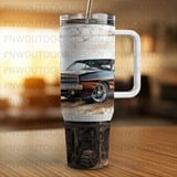 Classic Muscle Car 40oz Tumbler Wrap Sublimation Design | Distressed Garage Tapered PNG Seamless Automotive File + Car Coasters Digital thumbnail 8