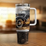Distressed Vintage Car Tumbler Wrap Design for 40oz Sublimation Tapered | Mechanic Man Cave Digital Download with Free Car Coasters thumbnail 8