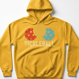 Pickleball Gildan Fleece Hoodie, PICKLEBALL Retro Triple Ball Graphic, Warm Court Pullover Sweatshirt thumbnail 10