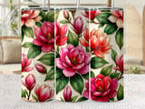 Magnolia Tumbler Wrap Sublimation PNG | Seamless Tapered 20oz Floral Digital Design with Faux Gold & Free Car Coasters thumbnail 5