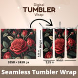 Red Roses Tumbler Design, Floral Digital Paper, Watercolor Flower Backgrounds, Junk Journal Pages, Printable Tumbler Png, Scrapbooking Paper thumbnail 7
