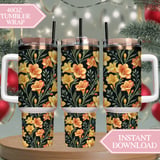 Yellow Orange Floral Tumbler Design, Watercolor Flowers Backgrounds, Junk Journal Pages, Printable Tumbler PNG, Digital Scrapbooking Paper thumbnail 8