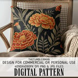 Marigold Tumbler Design, Floral Digital Paper, Printable Flower Tumbler PNG, Scrapbook Paper, Watercolor Flower Background, Digital Download thumbnail 5