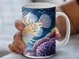 Vibrant Coral Reef Ocean Mug Wrap Digital Design 11oz 15oz Sublimation, Underwater Scene Marine Life Coffee Cup PNG Download thumbnail 8
