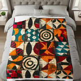 Abstract Geometric Pattern Velveteen Blanket, Woven Blanket, Throw Pillows - Modern Mid-Century Home Decor Gift thumbnail 5