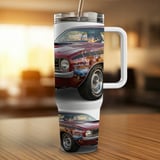 Classic Car 40oz Tumbler Wrap Design, Vintage Red Muscle Car Sublimation Digital File, Car Show Auto Lover Gift for Him thumbnail 4