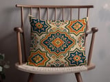 Moroccan Tile Pillow Cover, Blue Orange Medallion Cushion Case, Boho Eclectic Home Decor Accent Pillow Case thumbnail 4