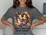 Horse Lover T Shirt, Just A Girl Who Loves Horses Tee, Cute Cowgirl Shirt, Horseback Riding TShirt, Equestrian T Shirt, Country Girl Tee thumbnail 7