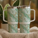 Mint Marble Tumbler Design, Gold Veins Digital Paper, Floral Scrapbooking, Watercolor Backgrounds, Digital Art, Sublimation Design thumbnail 9