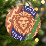 Lion Ornament, Boho Leo Zodiac Decor, African Safari Wildlife Holiday Keepsake, Tribal Lion Gift for Astrology and Big Cat Lovers thumbnail 3