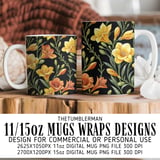 Yellow Orange Flowers Tumbler Digital Paper, Watercolor Floral Backgrounds, Junk Journal Pages, Printable PNG, Scrapbooking Paper thumbnail 4