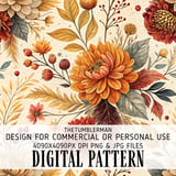 Floral Tumbler Design, Digital Paper, Watercolor Flower Background, Junk Journal Pages, Printable Tumbler PNG, Scrapbooking Paper thumbnail 13