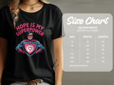 Cancer fighting t-shirt, Hope is My Superpower, Hero Heart Tee, Graphic Novel Style, Positive Message Shirt, Inspirational Clothing thumbnail 5