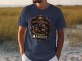 United States Marine Corps Semper Fidelis T-Shirt | USMC Emblem Patriotic Military Veteran Gift | American Flag Graphic Tee thumbnail 5