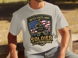US Army Soldier T-Shirt, Patriotic Military Veteran Gift, Honor Courage Commitment Tee, American Flag Army Supporter Shirt thumbnail 3