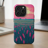 Pink Sunset Wheat Field MagSafe® Phone Case thumbnail 1