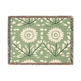 Floral Blanket,Pillow, Green and White Flower Design, Botanical Pattern Home Decor, Decorative Pillow Blanket Gift, Floral Print Blanket thumbnail 3