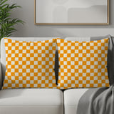 Distressed Orange Checkerboard Woven Blanket, Grunge Checkered Velveteen Blanket, Retro Indie Alt Throw Pillow Cover thumbnail 15