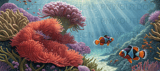 Clownfish Coral Reef 40oz Tumbler Sublimation Wrap Digital Design, Ocean Marine Life Seamless PNG File thumbnail 13