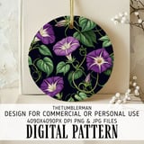 Purple Morning Glory Tumbler Design, Watercolor Flower Digital Paper, Floral Junk Journal, Printable Tumbler PNG, Digital Scrapbook thumbnail 3