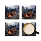 Grand Wagoneer Corkwood Coaster Set, The Waggy Car Coasters, Camping Scene Art, Car Lover Gift, Man Cave Decor, Vintage Car Coasters thumbnail 5