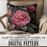 Pink Camellia Tumbler Design, Floral Digital Papers, Watercolor Flowers, Junk Journal Pages, Printable Tumbler PNG, Scrapbooking Paper thumbnail 5