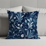 Blue Floral Throw Blanket and Pillow: Indigo Blooms, Home Decor thumbnail 11