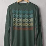 Pickleball Sport-Tek Long Sleeve Tee, Retro Striped Font Multi Line Pickleball Repeat Graphic, Sun Shield Shirt thumbnail 7