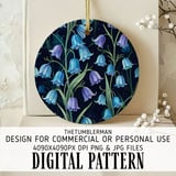 Bluebell Flower Tumbler, Digital Download, Watercolor Floral, Scrapbook Paper, Floral Junk Journal, Dark Bluebell, Tumbler Design PNG thumbnail 3