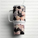 40oz Tumbler Sublimation Wrap, Seamless Distressed Tapered, Watercolor Bows, Lace Bows, Digital Download, Cute Bows Pattern thumbnail 5