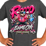 Rocco Rhino Game On Youth Gaming T-Shirt, Boys Girls Gamer Tee, Pink Streetwear Graphic Shirt, Pixo League thumbnail 10