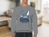 Sailboat Skeleton Deckhand Nautical Sailing Graphic Ocean Waves Crewneck Sweatshirts All Bones All Lines thumbnail 15