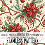 Christmas Poinsettia Tumbler Design, Digital Download, Floral Junk Journal, Watercolor Flower Background, Colorful Flowers Digital Papers thumbnail 1