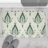 Sage Green Damask Shower Curtain, Bath Mat Set, Boho Floral Bathroom Decor, Vintage Botanical Cottagecore Housewarming Gift for New Home thumbnail 16