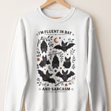 Fluent in Bat and Sarcasm Shirt, Cute Bat Lover T-Shirt, Funny Goth Aesthetic Sweatshirt, Witchy Halloween Gift for Her thumbnail 13