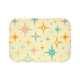 Mid Century Modern Shower Curtain, Bath Mat Retro Atomic Starburst Vintage 1950s Bathroom Decor, Pastel Boho Kitsch Stars Bath Set thumbnail 15