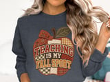 Teaching Is My Fall Sport Tee or Sweatshirt, Faux Patchwork Design thumbnail 7